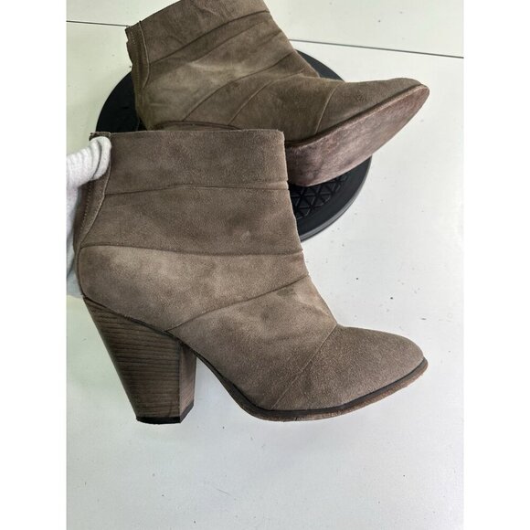 STEVE MADDEN "Arrena" Leather Suede Tan Boots Booties Size 10M - Picture 8 of 9